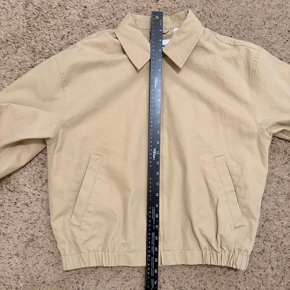 Aritzia TNA Caddie Blouson Jacket Cotton Canvas Zip-up Jacket Tan Khaki Size M - Picture 10 of 12